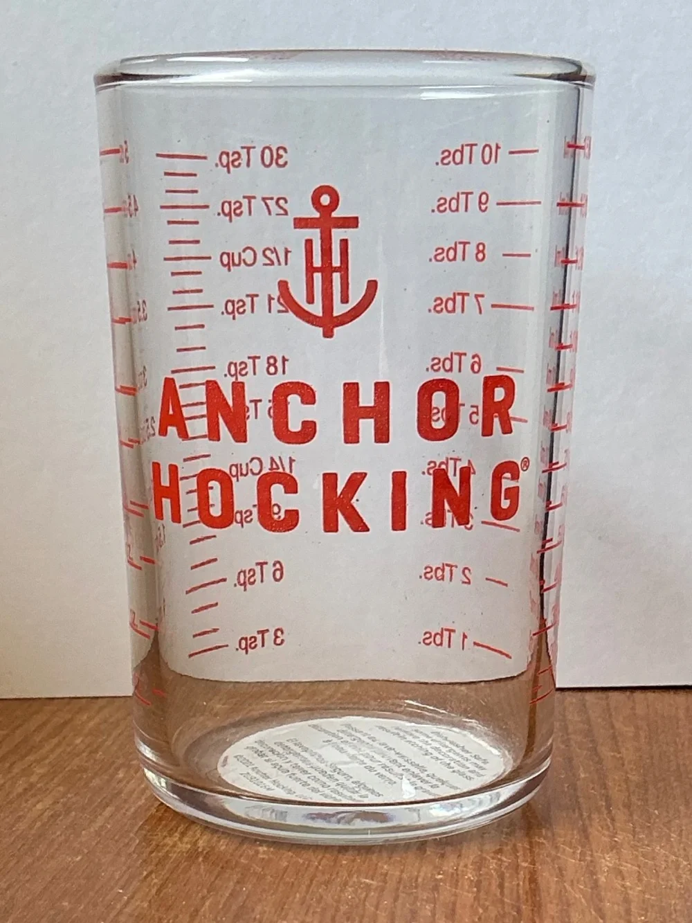 NWT Anchor Hocking 5 oz Glass Measuring Cup Tumbler Mini Liquid Measure Red